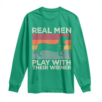 Funny Dachshund Dad Long Sleeve Shirt Retro Real Men Play With Their Wiener Dog Dad Gag Gift - Wonder Print Shop