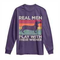 Funny Dachshund Dad Long Sleeve Shirt Retro Real Men Play With Their Wiener Dog Dad Gag Gift - Wonder Print Shop