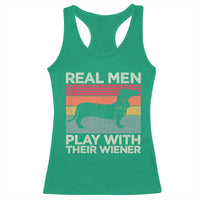 Funny Dachshund Dad Racerback Tank Top Retro Real Men Play With Their Wiener Dog Dad Gag Gift - Wonder Print Shop