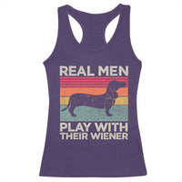 Funny Dachshund Dad Racerback Tank Top Retro Real Men Play With Their Wiener Dog Dad Gag Gift - Wonder Print Shop