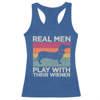 Funny Dachshund Dad Racerback Tank Top Retro Real Men Play With Their Wiener Dog Dad Gag Gift - Wonder Print Shop