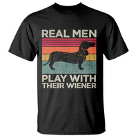 Funny Dachshund Dad T Shirt Retro Real Men Play With Their Wiener Dog Dad Gag Gift - Wonder Print Shop