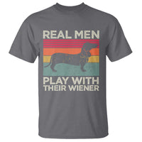 Funny Dachshund Dad T Shirt Retro Real Men Play With Their Wiener Dog Dad Gag Gift - Wonder Print Shop