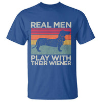 Funny Dachshund Dad T Shirt Retro Real Men Play With Their Wiener Dog Dad Gag Gift - Wonder Print Shop