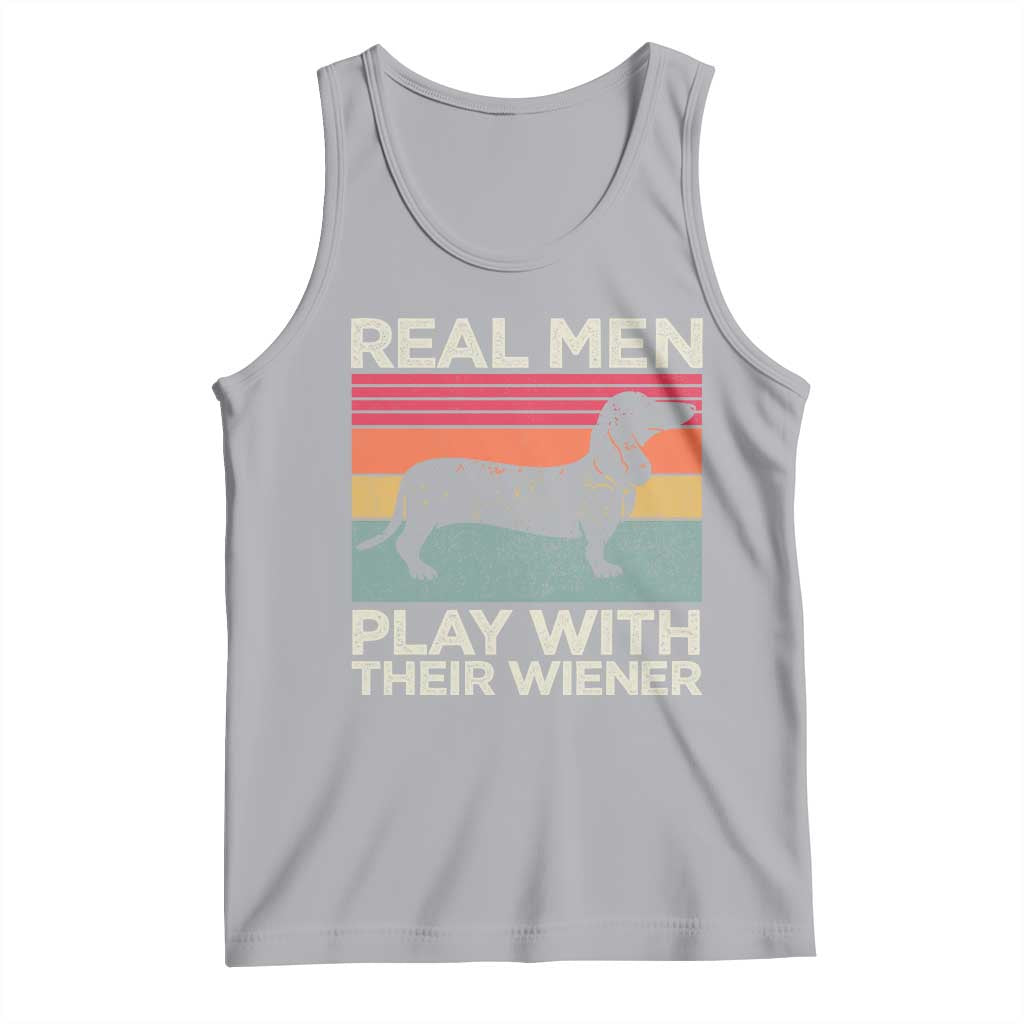 Funny Dachshund Dad Tank Top Retro Real Men Play With Their Wiener Dog Dad Gag Gift - Wonder Print Shop