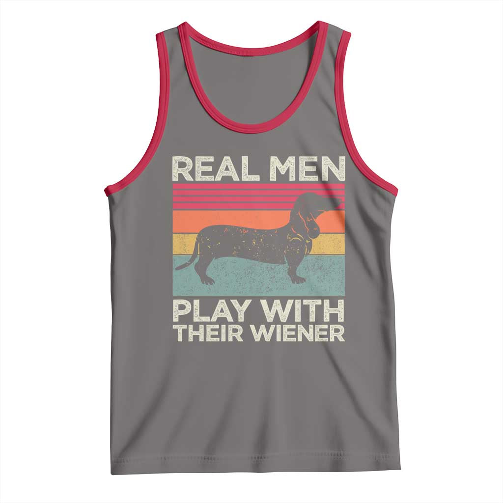 Funny Dachshund Dad Tank Top Retro Real Men Play With Their Wiener Dog Dad Gag Gift - Wonder Print Shop
