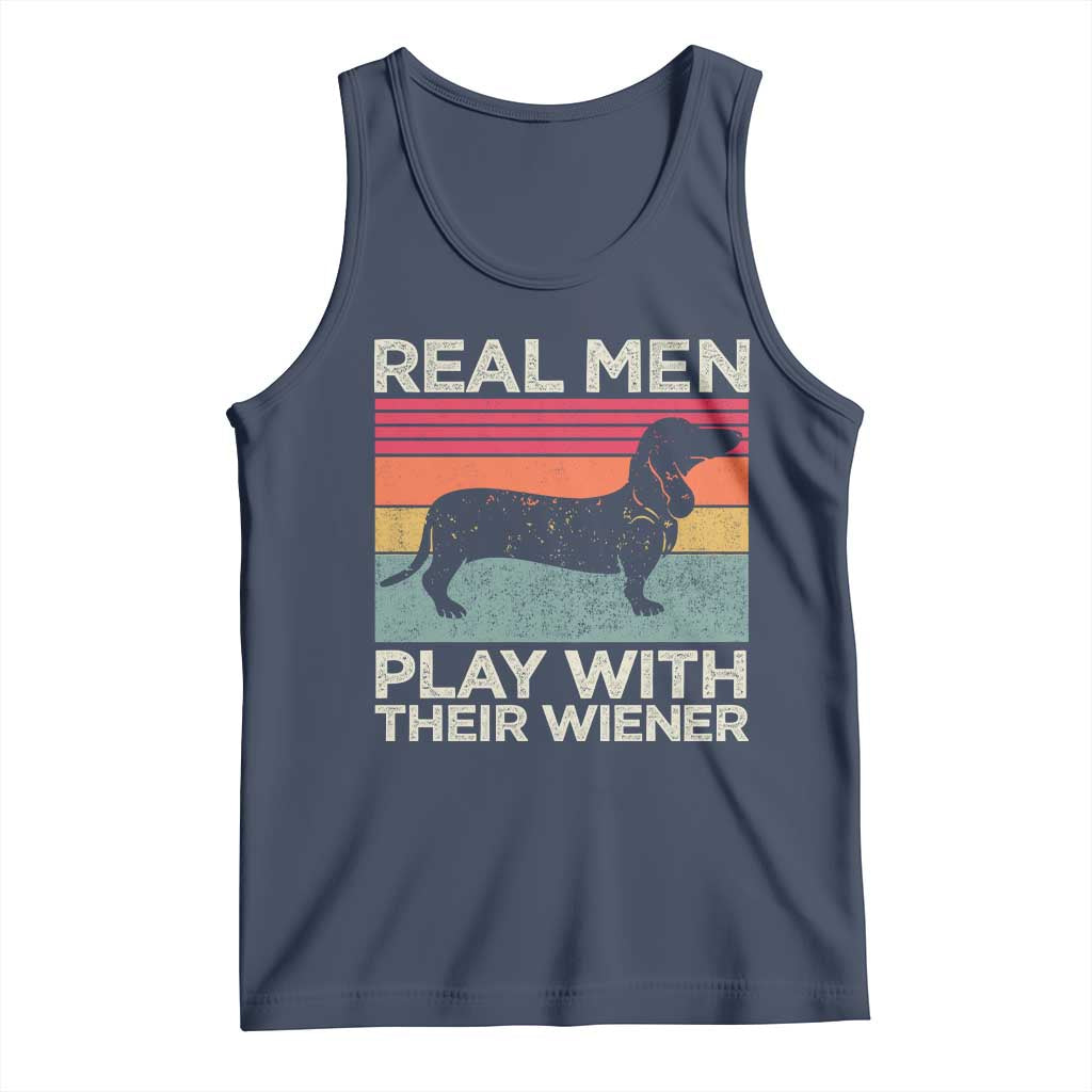 Funny Dachshund Dad Tank Top Retro Real Men Play With Their Wiener Dog Dad Gag Gift - Wonder Print Shop
