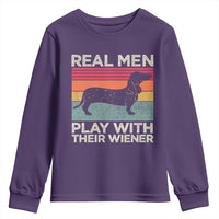Funny Dachshund Dad Youth Sweatshirt Retro Real Men Play With Their Wiener Dog Dad Gag Gift - Wonder Print Shop