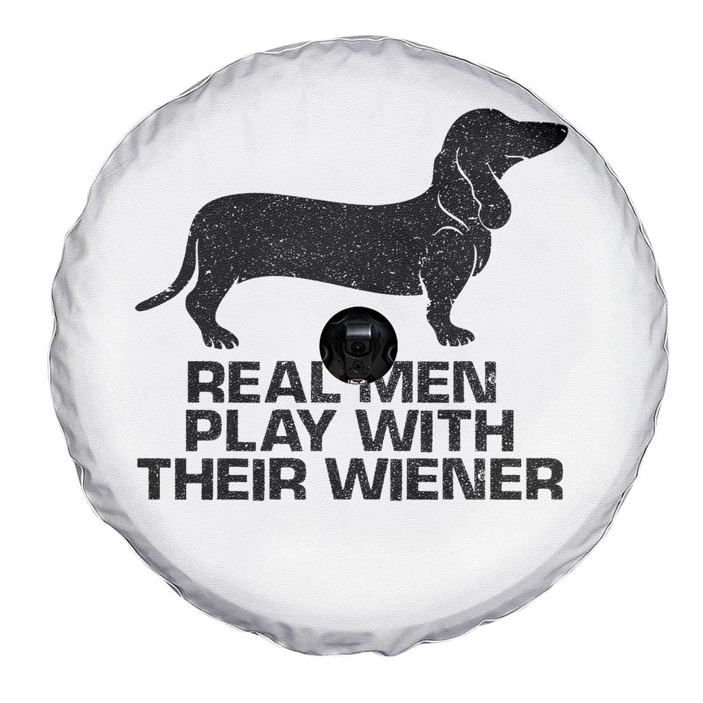 Funny Dachshund Dog Dad Spare Tire Cover Real Men Play With Their Wiener Pet Father Gag Gift - Wonder Print Shop