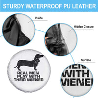 Funny Dachshund Dog Dad Spare Tire Cover Real Men Play With Their Wiener Pet Father Gag Gift - Wonder Print Shop