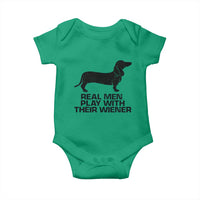 Funny Dachshund Dog Dad Baby Onesie Real Men Play With Their Wiener Pet Father Gag Gift - Wonder Print Shop