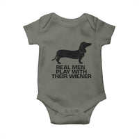 Funny Dachshund Dog Dad Baby Onesie Real Men Play With Their Wiener Pet Father Gag Gift - Wonder Print Shop