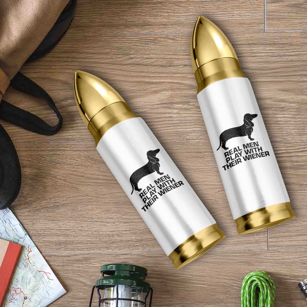 Funny Dachshund Dog Dad Bullet Tumbler Real Men Play With Their Wiener Pet Father Gag Gift - Wonder Print Shop