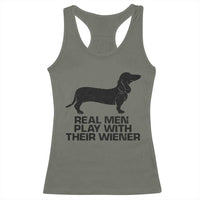 Funny Dachshund Dog Dad Racerback Tank Top Real Men Play With Their Wiener Pet Father Gag Gift - Wonder Print Shop