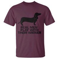 Funny Dachshund Dog Dad T Shirt Real Men Play With Their Wiener Pet Father Gag Gift - Wonder Print Shop