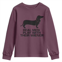 Funny Dachshund Dog Dad Youth Sweatshirt Real Men Play With Their Wiener Pet Father Gag Gift - Wonder Print Shop
