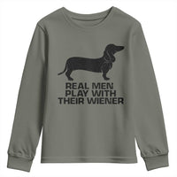 Funny Dachshund Dog Dad Youth Sweatshirt Real Men Play With Their Wiener Pet Father Gag Gift - Wonder Print Shop