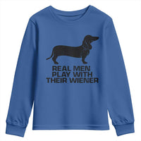 Funny Dachshund Dog Dad Youth Sweatshirt Real Men Play With Their Wiener Pet Father Gag Gift - Wonder Print Shop