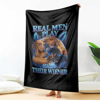 Funny Dachshund Dog Dad Throw Blanket Real Men Play With Their Wiener Funny Offensive - Wonder Print Shop