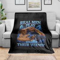 Funny Dachshund Dog Dad Throw Blanket Real Men Play With Their Wiener Funny Offensive - Wonder Print Shop