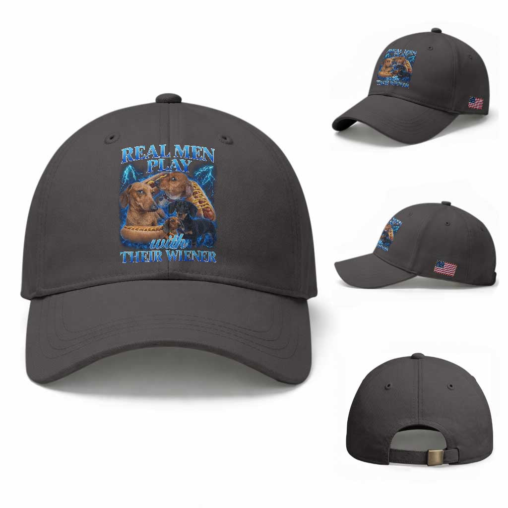 Funny Dachshund Dog Dad Baseball Cap Real Men Play With Their Wiener Funny Offensive