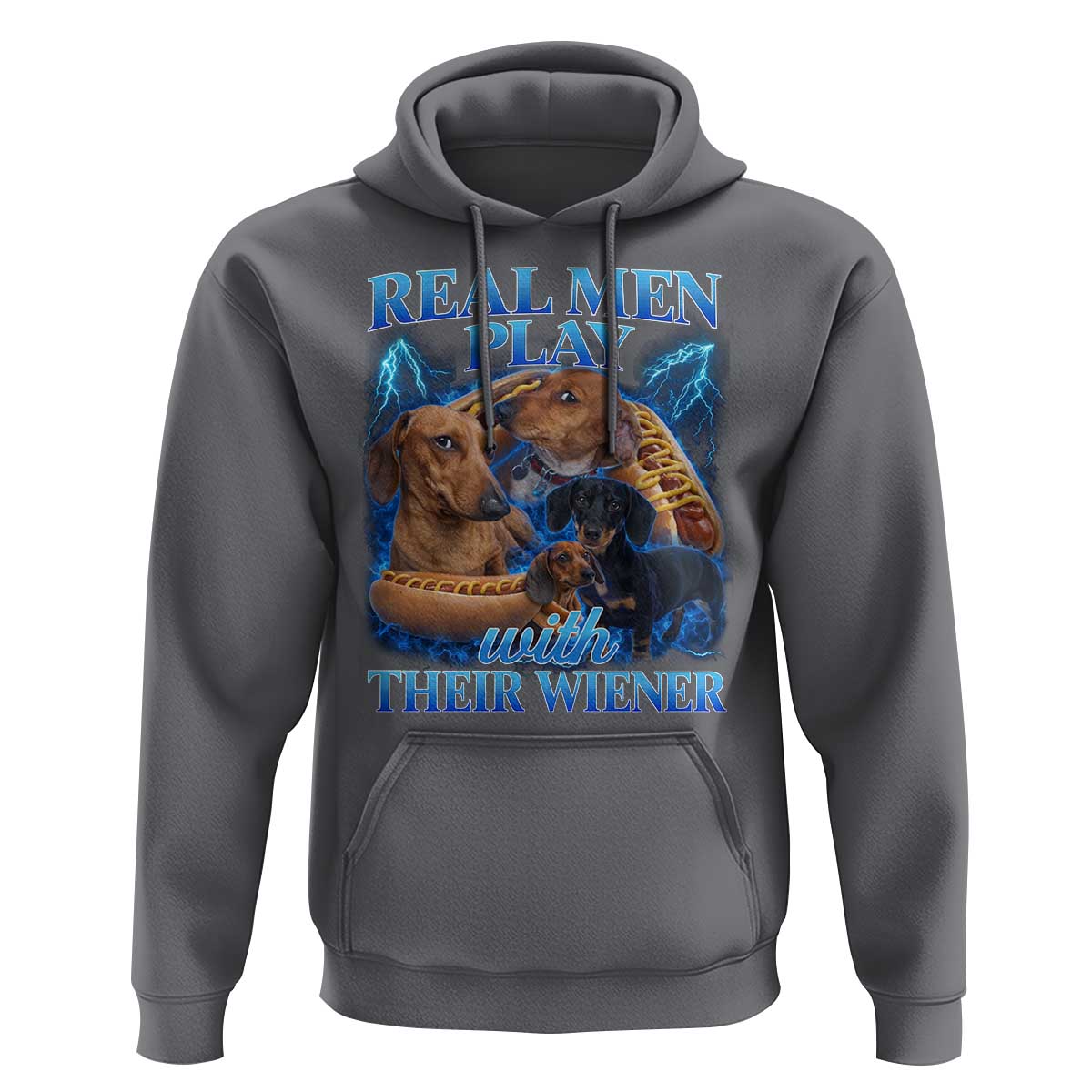 Funny Dachshund Dog Dad Hoodie Real Men Play With Their Wiener Funny Offensive - Wonder Print Shop