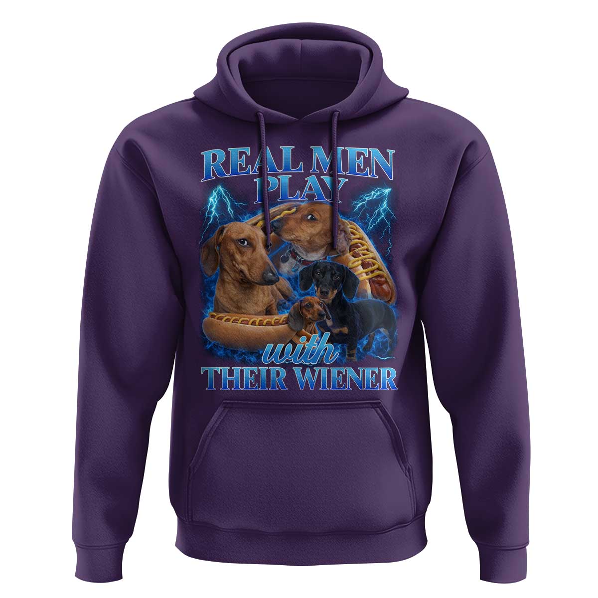 Funny Dachshund Dog Dad Hoodie Real Men Play With Their Wiener Funny Offensive - Wonder Print Shop
