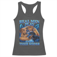 Funny Dachshund Dog Dad Racerback Tank Top Real Men Play With Their Wiener Funny Offensive - Wonder Print Shop