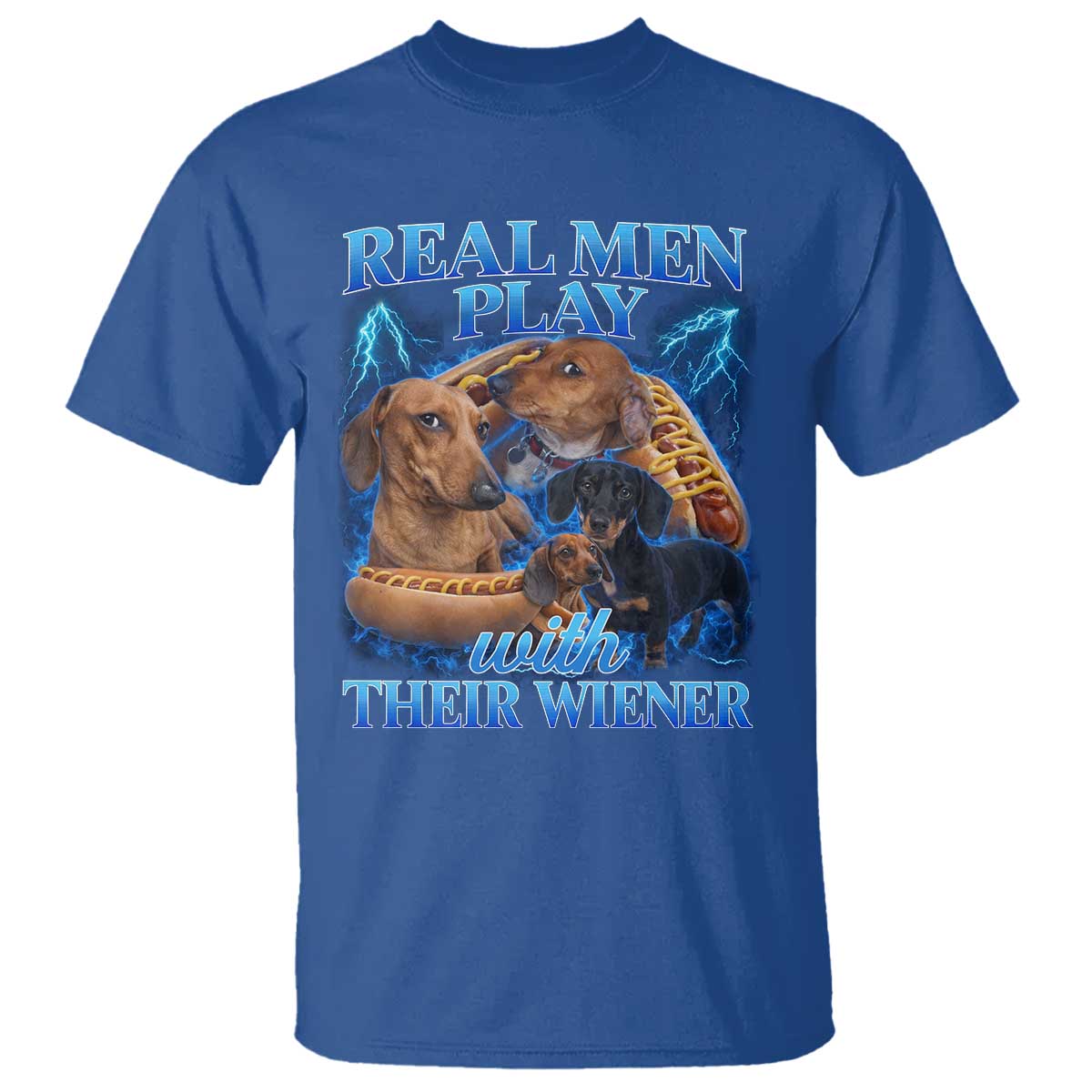 Funny Dachshund Dog Dad T Shirt Real Men Play With Their Wiener Funny Offensive - Wonder Print Shop
