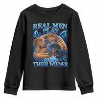 Funny Dachshund Dog Dad Youth Sweatshirt Real Men Play With Their Wiener Funny Offensive - Wonder Print Shop