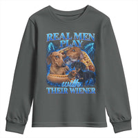 Funny Dachshund Dog Dad Youth Sweatshirt Real Men Play With Their Wiener Funny Offensive - Wonder Print Shop