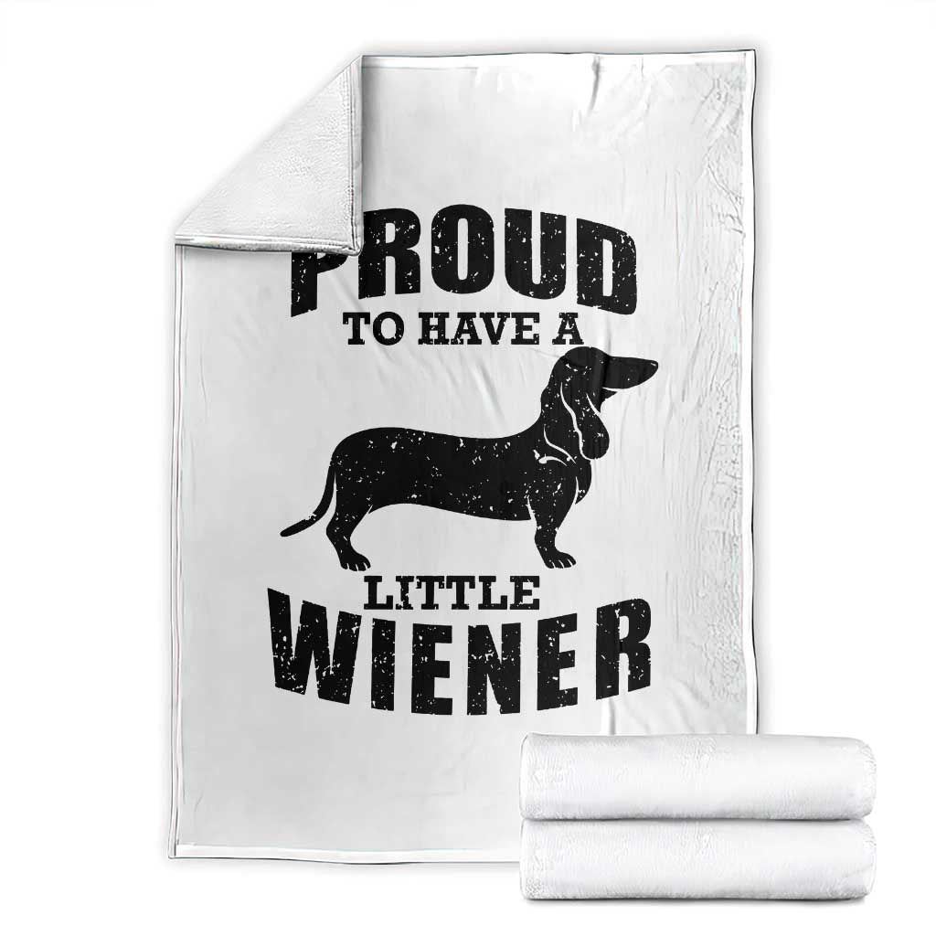 Proud to Have A Little Wiener Throw Blanket Funny Offensive Dachshund Retro 90s - Wonder Print Shop