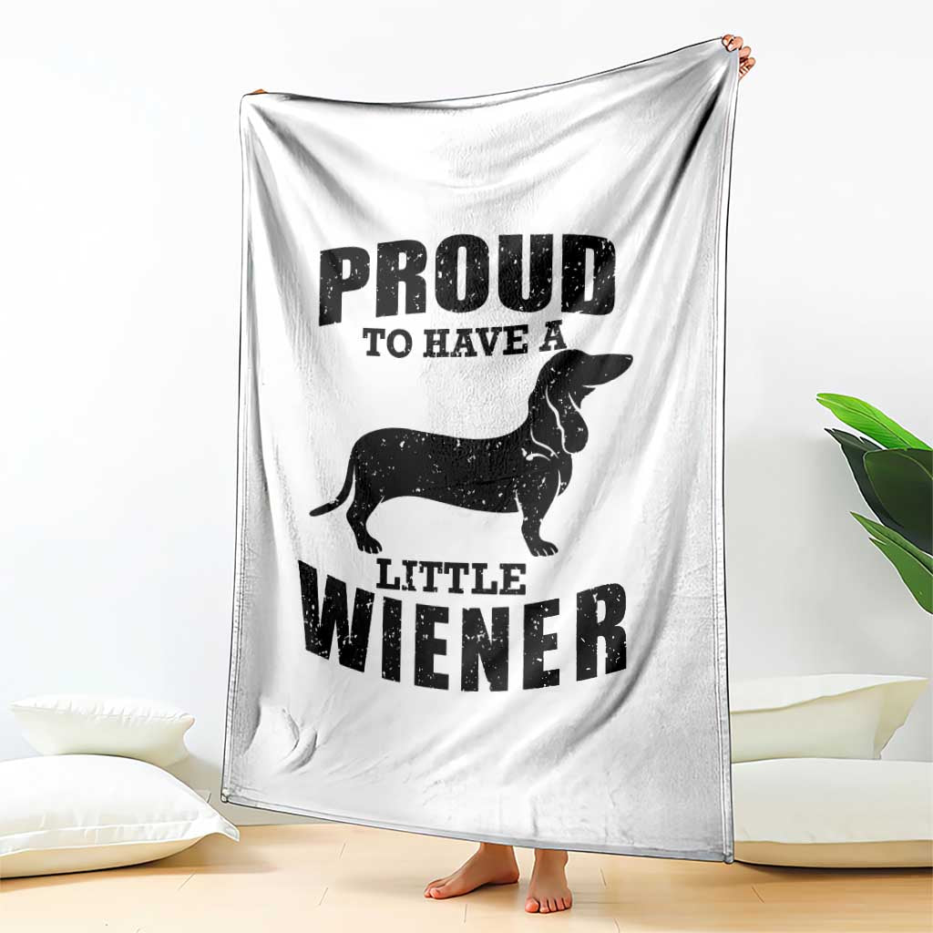 Proud to Have A Little Wiener Throw Blanket Funny Offensive Dachshund Retro 90s - Wonder Print Shop