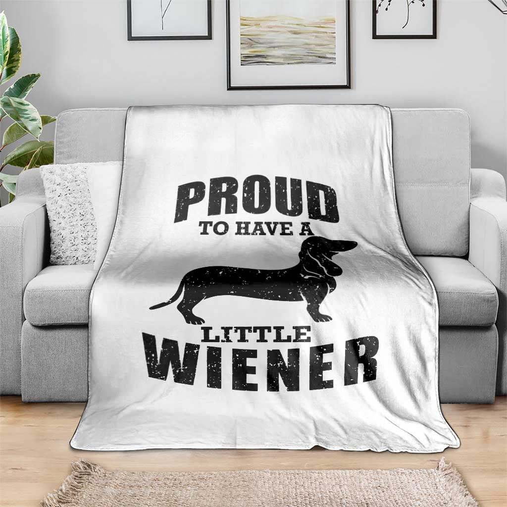Proud to Have A Little Wiener Throw Blanket Funny Offensive Dachshund Retro 90s - Wonder Print Shop