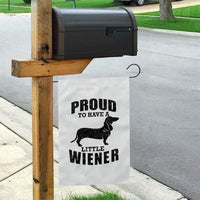 Proud to Have A Little Wiener Garden Flag Funny Offensive Dachshund Retro 90s - Wonder Print Shop