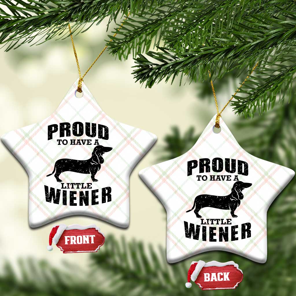 Proud to Have A Little Wiener Ceramic Ornament Funny Offensive Dachshund Retro 90s - Wonder Print Shop