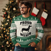 Proud to Have A Little Wiener Ugly Christmas Sweater Funny Offensive Dachshund Retro 90s - Wonder Print Shop
