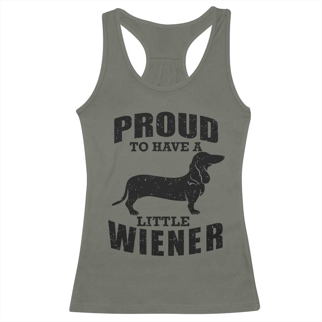 Proud to Have A Little Wiener Racerback Tank Top Funny Offensive Dachshund Retro 90s - Wonder Print Shop