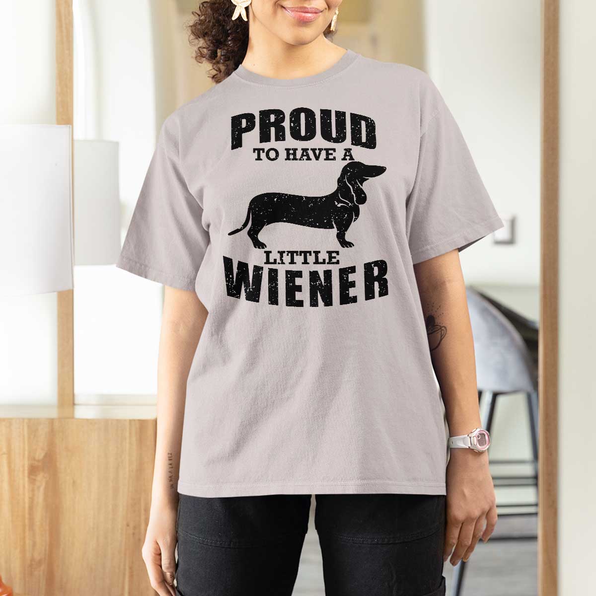 Proud to Have A Little Wiener T Shirt For Women Funny Offensive Dachshund Retro 90s - Wonder Print Shop