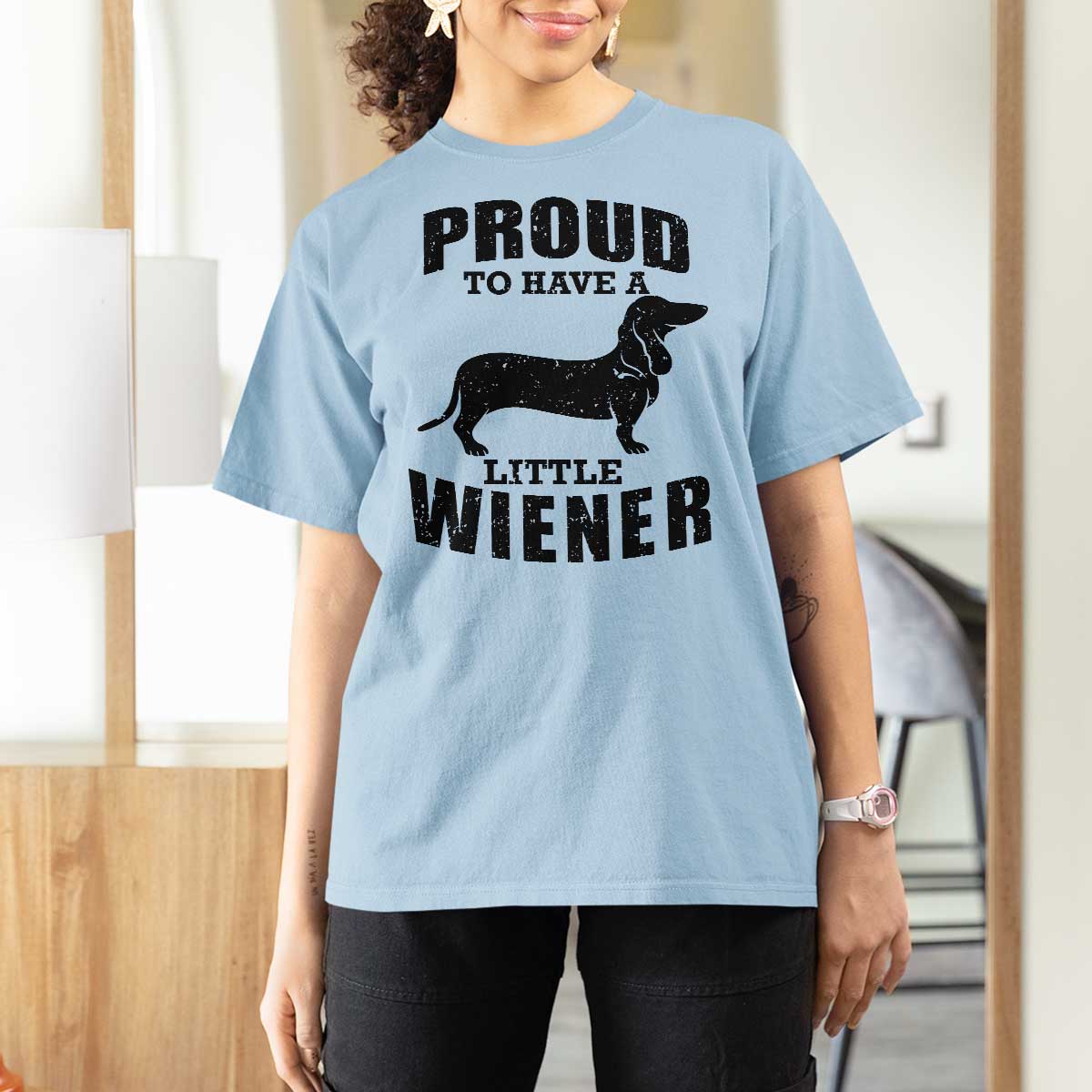 Proud to Have A Little Wiener T Shirt For Women Funny Offensive Dachshund Retro 90s - Wonder Print Shop