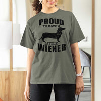 Proud to Have A Little Wiener T Shirt For Women Funny Offensive Dachshund Retro 90s - Wonder Print Shop