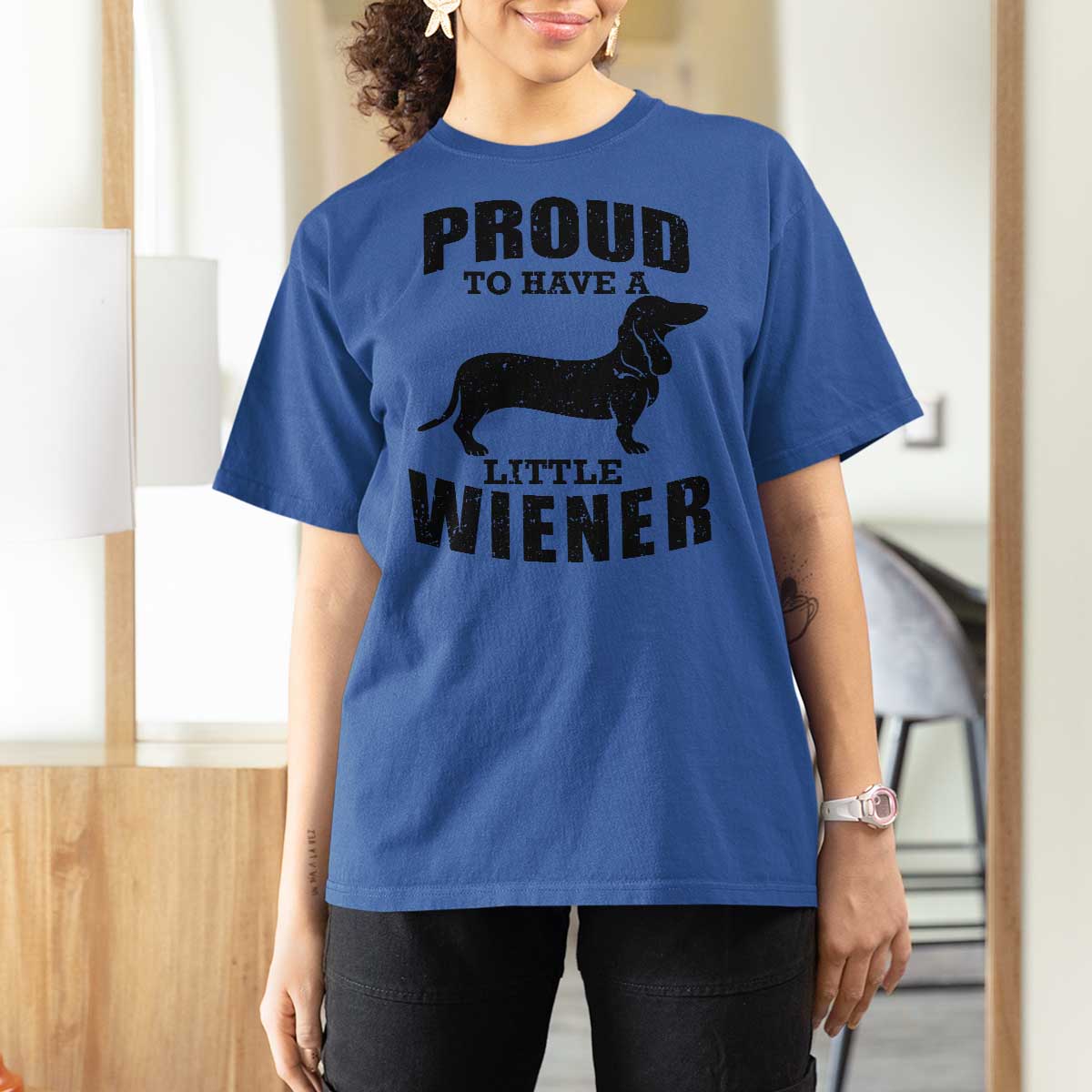 Proud to Have A Little Wiener T Shirt For Women Funny Offensive Dachshund Retro 90s - Wonder Print Shop