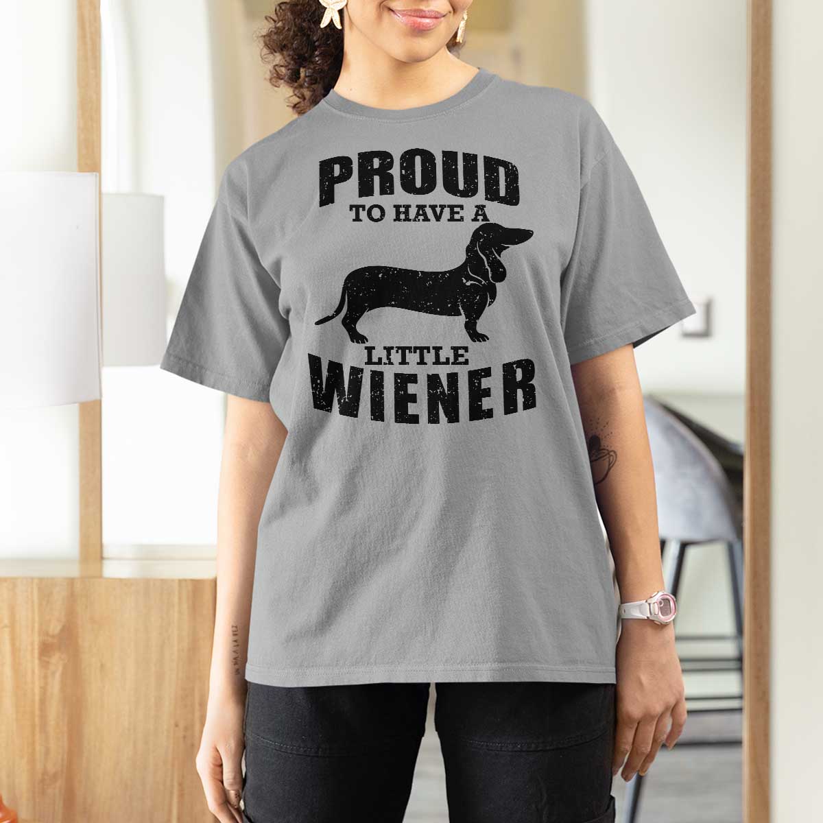 Proud to Have A Little Wiener T Shirt For Women Funny Offensive Dachshund Retro 90s - Wonder Print Shop