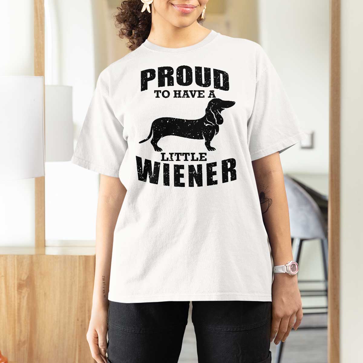 Proud to Have A Little Wiener T Shirt For Women Funny Offensive Dachshund Retro 90s - Wonder Print Shop