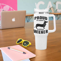 Proud to Have A Little Wiener Tumbler With Handle Funny Offensive Dachshund Retro 90s - Wonder Print Shop