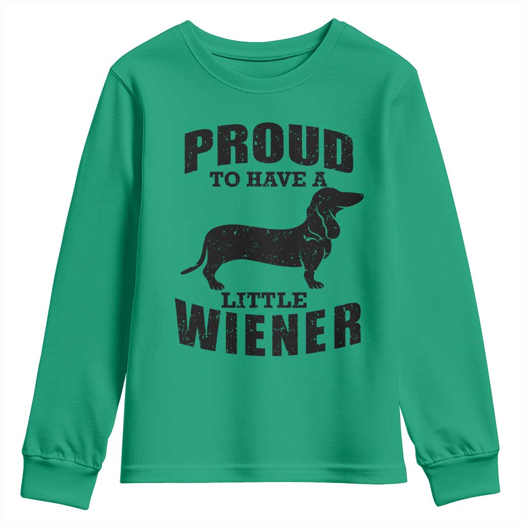 Proud to Have A Little Wiener Youth Sweatshirt Funny Offensive Dachshund Retro 90s - Wonder Print Shop