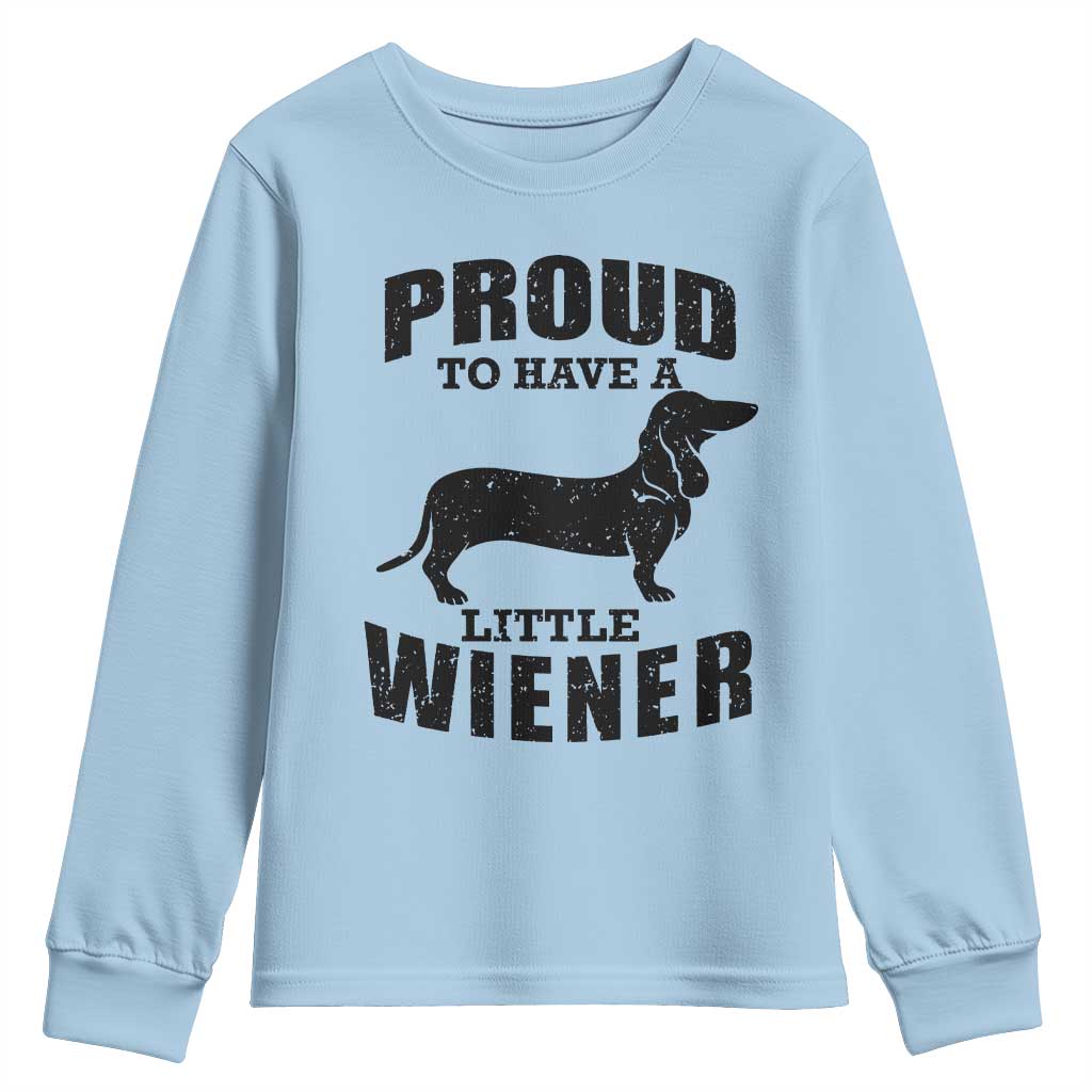 Proud to Have A Little Wiener Youth Sweatshirt Funny Offensive Dachshund Retro 90s - Wonder Print Shop
