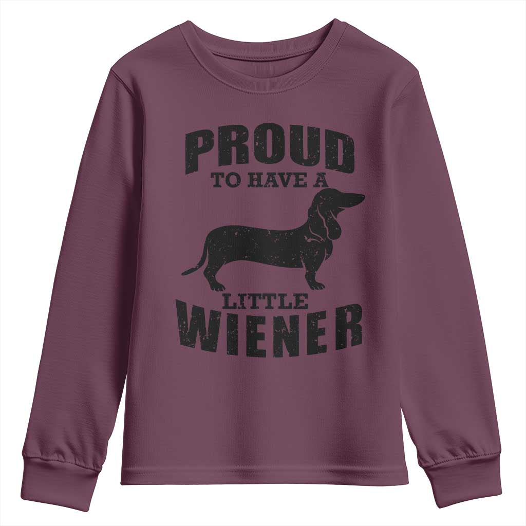 Proud to Have A Little Wiener Youth Sweatshirt Funny Offensive Dachshund Retro 90s - Wonder Print Shop