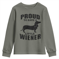 Proud to Have A Little Wiener Youth Sweatshirt Funny Offensive Dachshund Retro 90s - Wonder Print Shop