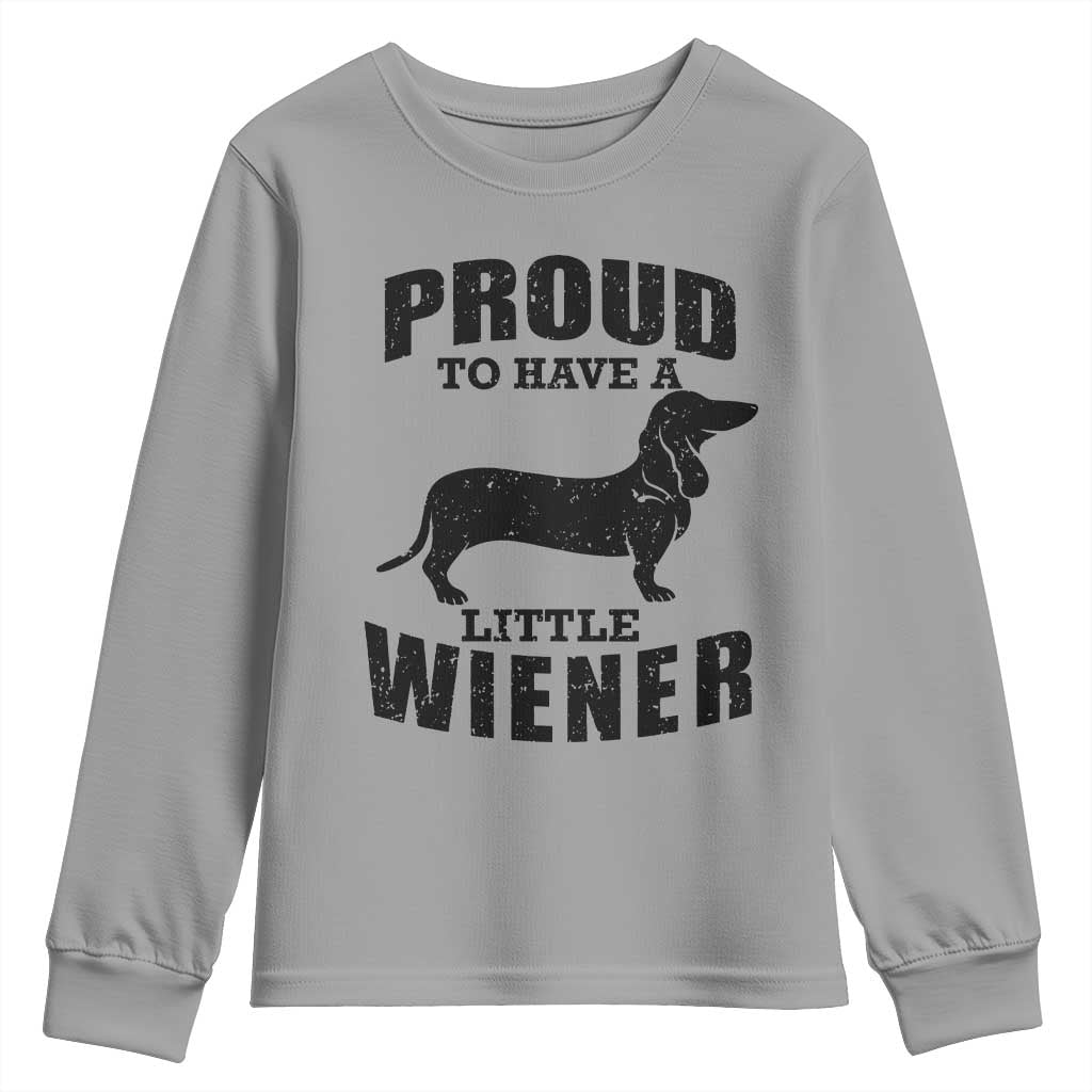 Proud to Have A Little Wiener Youth Sweatshirt Funny Offensive Dachshund Retro 90s - Wonder Print Shop